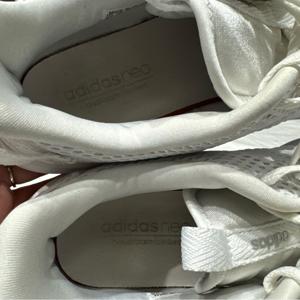 Adidas White Cloudfoam Sneaker EUC streetwear style preppy classic mesh satin - Picture 8 of 9